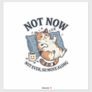Niet Nu Luie Kat Vintage Gravure Grappige Kat Ontw Sticker