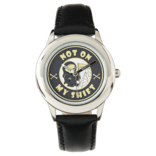 Niet op mijn shift Grim Reaper Halloween quote Horloge