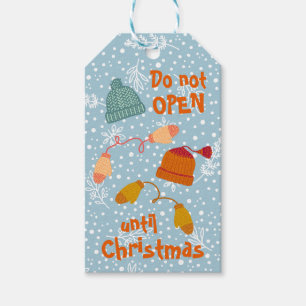 Niet openen · Gebreide Petten en wanten Winter Cadeaulabel