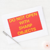 Niet openen met scherpe objecten rechthoekige sticker (Envelop)