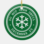 Niet openen tot de groene kerst keramisch ornament (Achterkant)