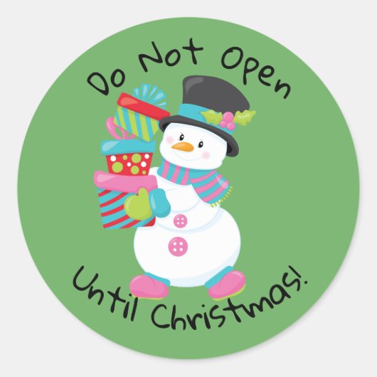 Niet openen tot kerst ronde sticker (Voorkant)