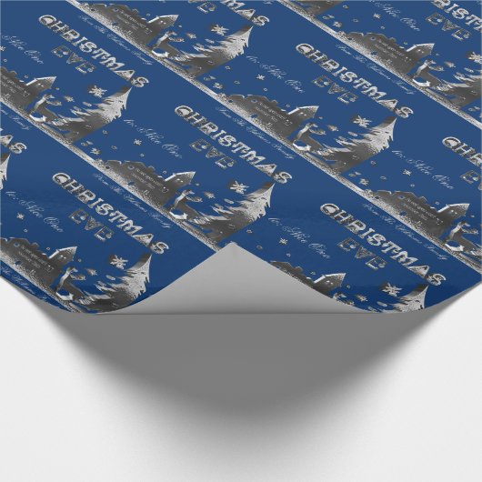 Niet openen tot kerstcadeaus Silver Blue Cadeaupapier (Hoek)