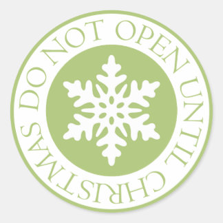 Niet openen tot Kerstmis sneeuwvlok limoengroen Ronde Sticker
