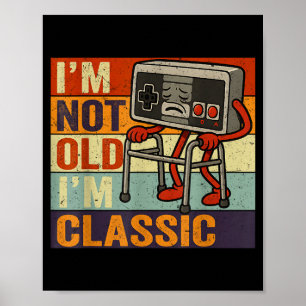 Niet oud klassieke grappige oude gamer gamen retro poster