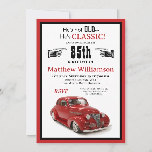 Niet oud maar klassiek rood 1939 Coupe Border Verj Kaart (Voorkant)