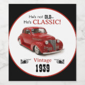 Niet oud maar Red Classic 1939 Coupe Jaar Wijn Etiket (Enkel label)