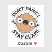 Niet panic Blijf Clam Funny Animal Pun Sticker (Vel)