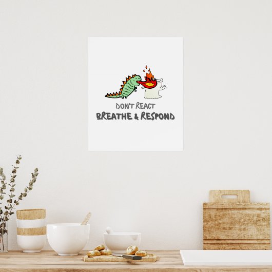 Niet reageren, maar pauze en reageren poster (Keuken)