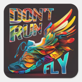 Niet rennen, vliegen | Neon Running shoe Vierkante Sticker
