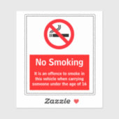 Niet roken in auto's onder de 16 jaar sticker (Vel)