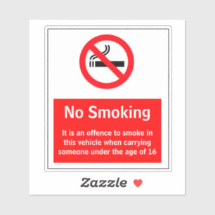 Niet roken in auto's onder de 16 jaar sticker