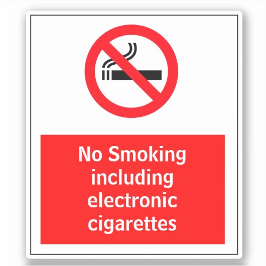 Niet roken inclusief elektronische sigaretten sticker (Voorkant)