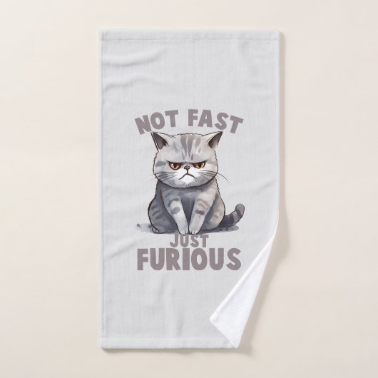 Niet snel, gewoon woedend - Grey Cat Humor Bad Handdoek (Handdoek)