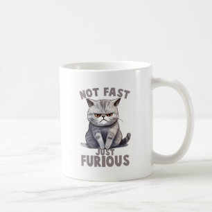 Niet snel, gewoon woedend - Grey Cat Humor Koffiemok