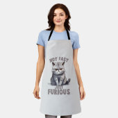 Niet snel, gewoon woedend - Grey Cat Humor Schort (Gedragen)