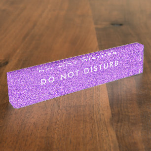 Niet Storen Bord Paarse glitter Zakelijk Naambordje