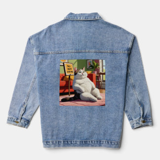 Niet storen vet kat grappig denim jacket