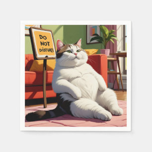 Niet storen vet kat grappig servet