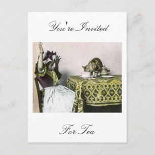 Niet-uitgenodigde gast Slecht Kat Tea Party Girl Uitnodiging Briefkaart