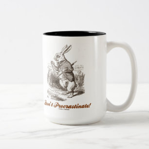 Niet uitstellen! White Rabbit Watch Wonderland Tweekleurige Koffiemok