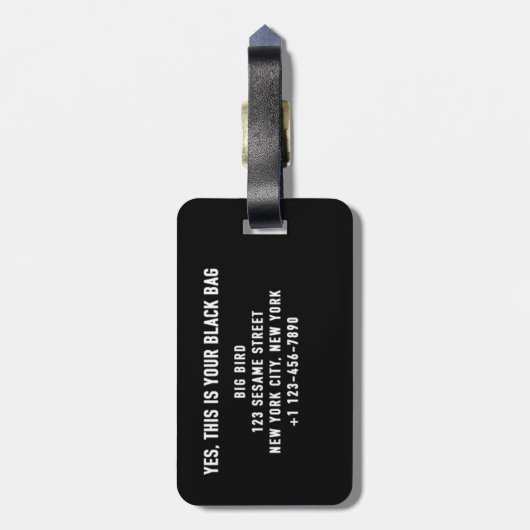 Niet uw zwarte Bagagelabel (Achterkant verticaal)