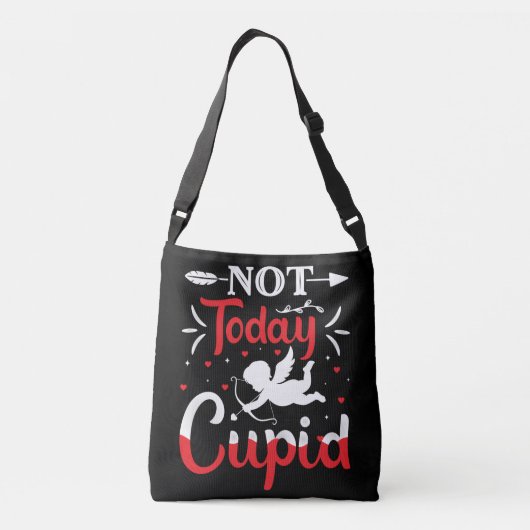 Niet vandaag Cupid Funny Valentijnsdag Crossbody Tas (Achterkant)