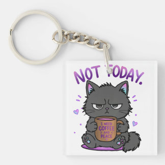 Niet Vandaag Grumpy Cat Coffeeliefhebber Schattig Sleutelhanger