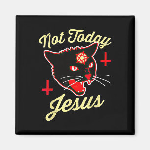 Niet vandaag Jezus Hail Satan Cat Death Cross  Magneet