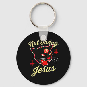 Niet vandaag Jezus Hail Satan Cat Death Cross Sleutelhanger
