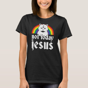 Niet vandaag Jezus Rainbow Satanic Cat Gothic Conc T-shirt