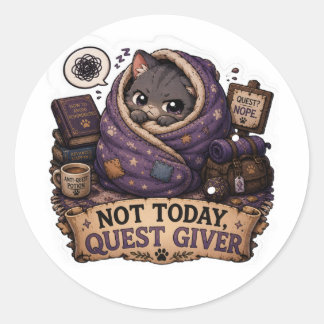 Niet Vandaag Quest Gever Schattige RPG Kat Sticker