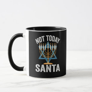 Niet vandaag Santa Jewish Hanukkah Holiday Menorah Mok
