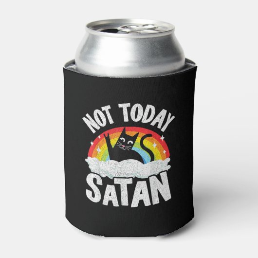 Niet vandaag Satan Cat Rainbow Gothic Jesus Funny  Blikjeskoeler (Blikje Voorkant)