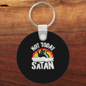 Niet vandaag Satan Cat Rainbow Gothic Jesus Funny Sleutelhanger (Voorkant)