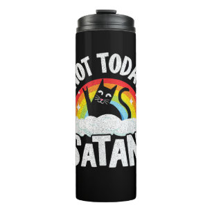 Niet vandaag Satan Cat Rainbow Gothic Jesus Funny  Thermosbeker