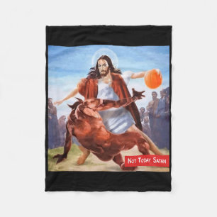 Niet vandaag Satan Jesus Crossover door sketchbull Fleece Deken