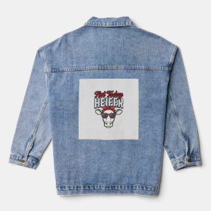 Niet Vandaag Vaars Grappige Koe Vintage Vector Ont Denim Jacket