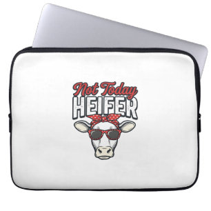 Niet Vandaag Vaars Grappige Koe Vintage Vector Ont Laptop Sleeve