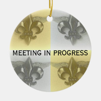 NIET VERSTOREN - FLEUR DE LIS, ZACHTGOUD EN SILVE KERAMISCH ORNAMENT