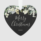 Niet voor foto aangepast Snowberry Heart Shaped Ke Ornament (voorkant)