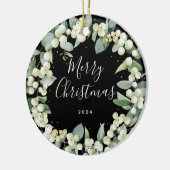 Niet voor foto's aangepaste Snowberry kerst Keramisch Ornament (Links)
