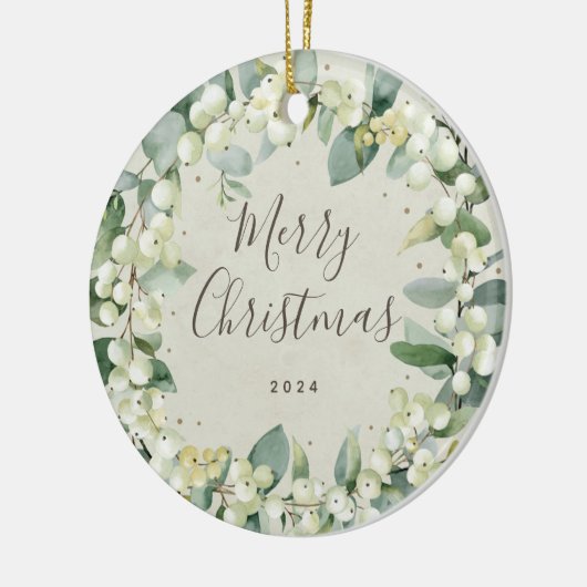 Niet voor foto's aangepaste Snowberry kerst Keramisch Ornament (Links)