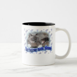 Niet voor het middaguur. tweekleurige koffiemok
