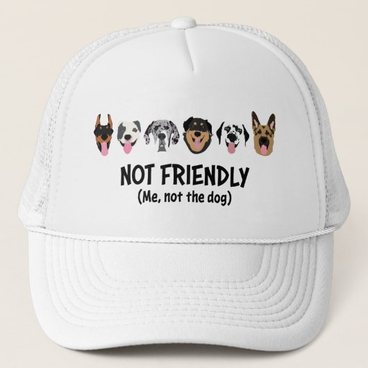 Niet vriendelijk me niet de hond grappig trucker pet (Voorkant)
