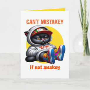 Niet Wakker Grappige Gen Z Zwarte Kat Kaart