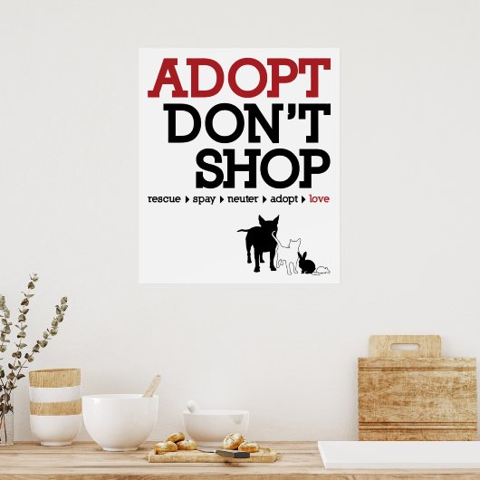 Niet winkelen, adopteren poster (Keuken)