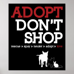 Niet winkelen, adopteren poster