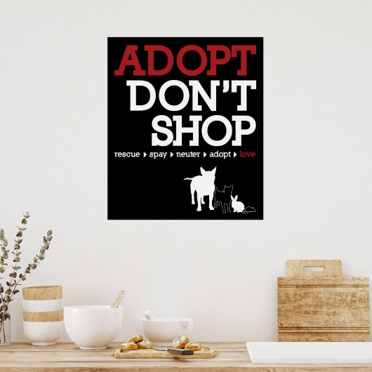 Niet winkelen, adopteren poster (Keuken)