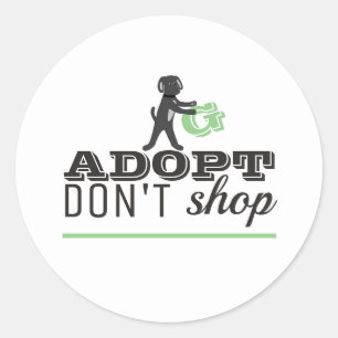 Niet winkelen, adopteren ronde sticker